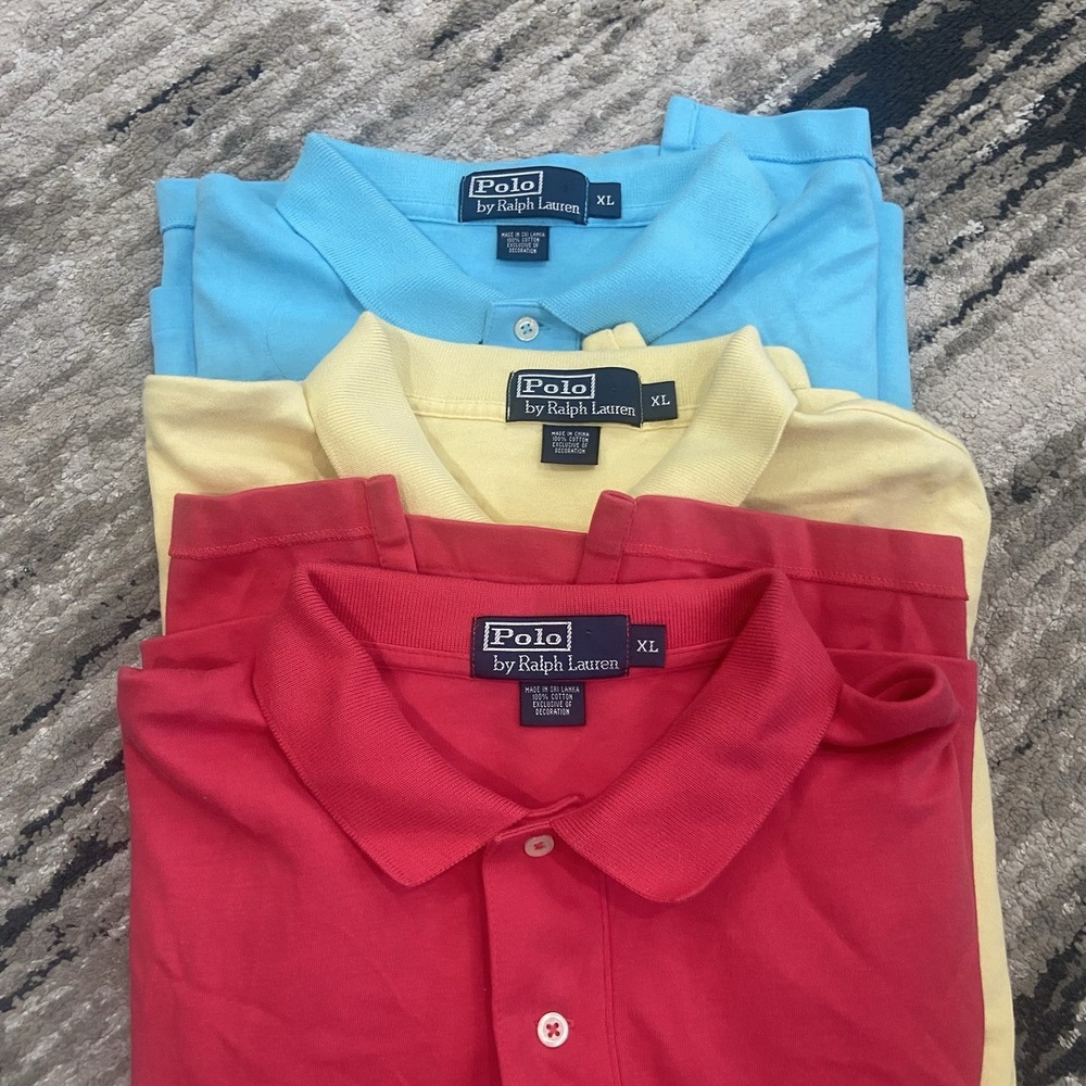 Lot of 3 Polo‎ Ralph Lauren 100% Cotton Short Sleeve Polo Golf Shirts XLarge - Picture 2 of 4